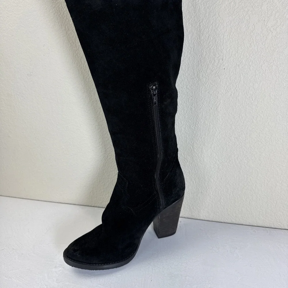 M&C Boots Women Tall Black Over‎ Knee Suede Western Classic